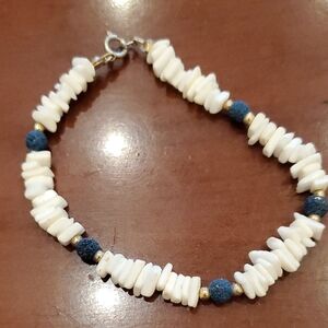 Puka Shell And Lava Bead Bracelet